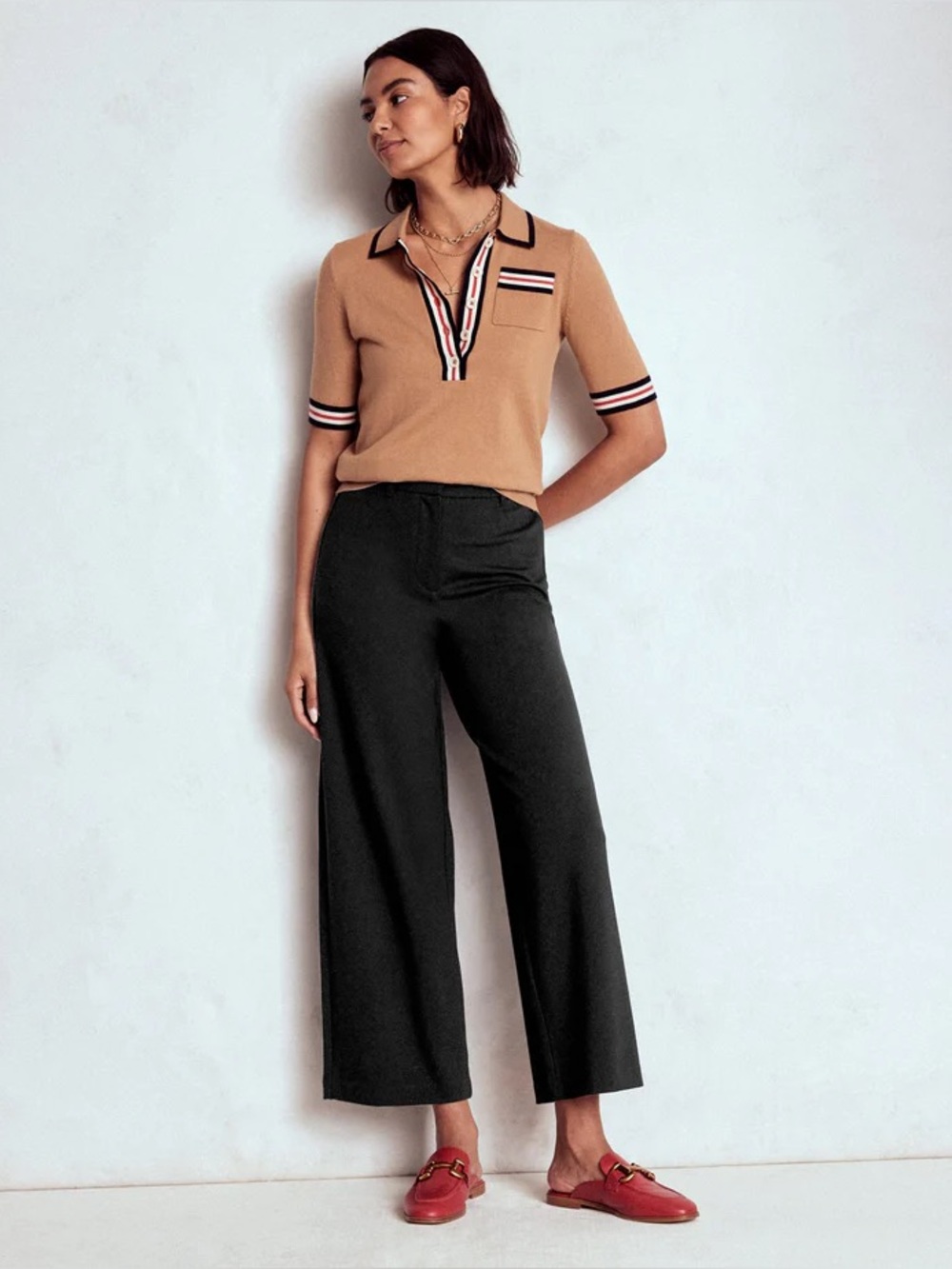 Boden Ponte Wide Leg Navy Cropped Pants  size 8